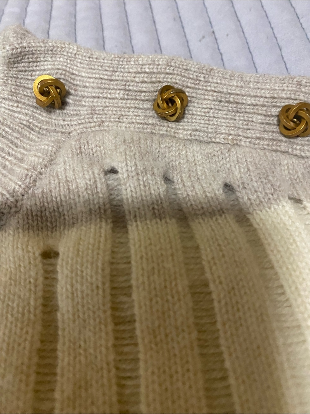 Max Mara Alfeo Striped Rib Wool Cashmere Cropped Sweater Gold Buttons Small - Picture 7 of 12